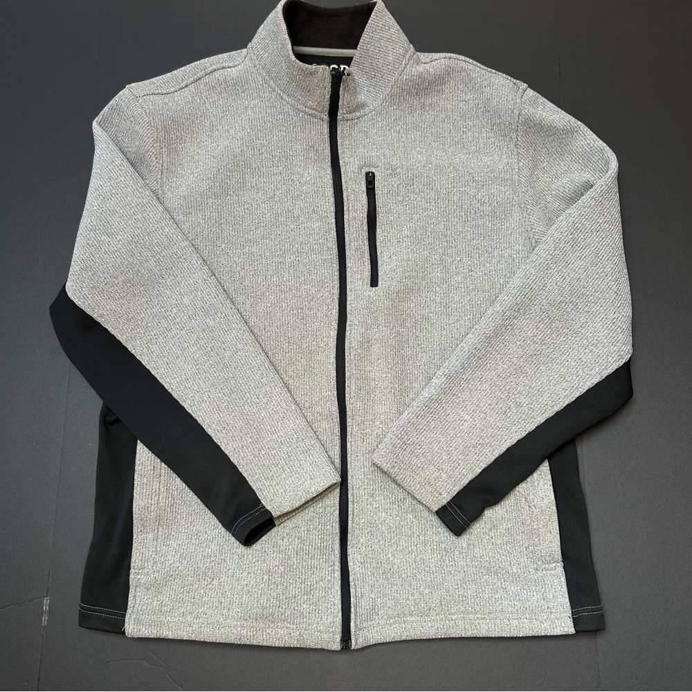 IZOD Perform Long Sleeve Knitted Lined Full Zip Jacket Men's XL Gray